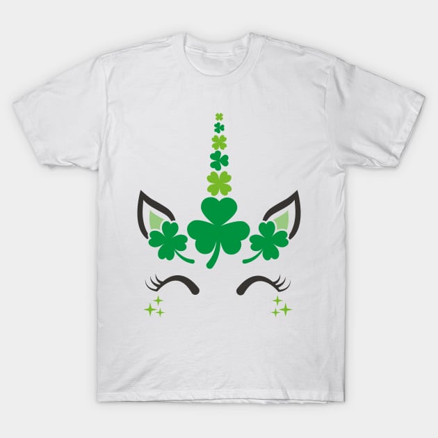 Unicorn St Patricks Day Girls Shamrock T-Shirt by freakys